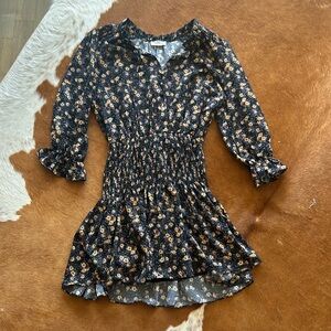 Medium navy floral pattern sun dress